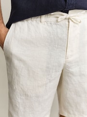 Cream - GANT Linen Drawstring Button Shorts - Imaginea 4 din 6