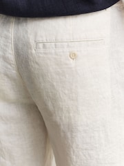 Cream - GANT Linen Drawstring Button Shorts - Imaginea 5 din 6