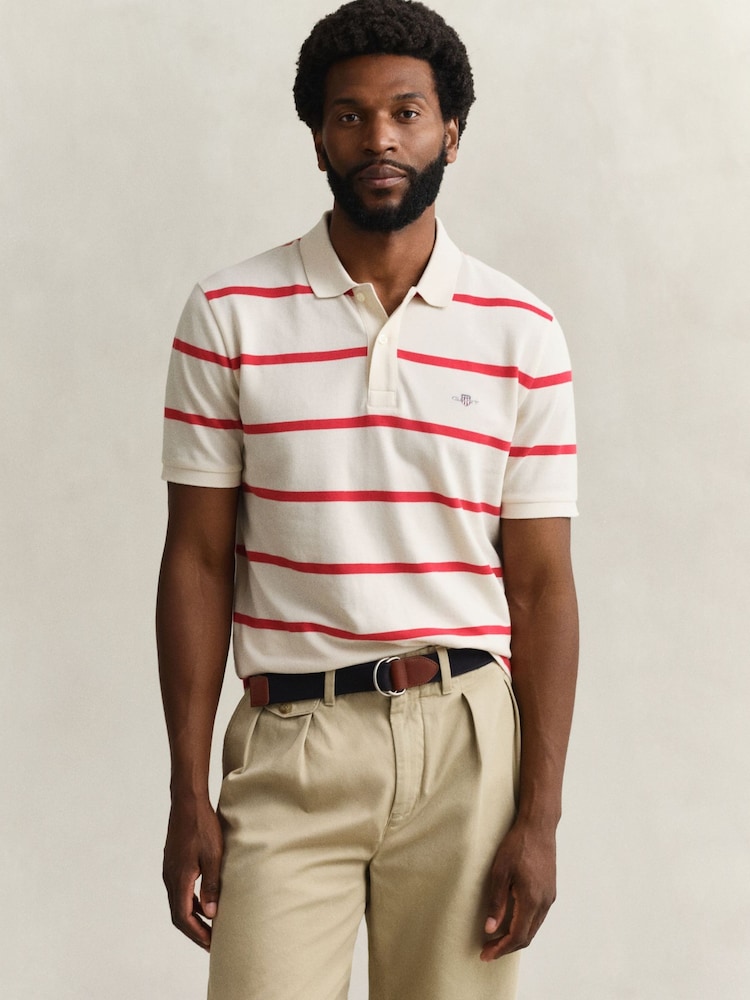 GANT Cream Striped Polo Shirt - Image 2 of 5