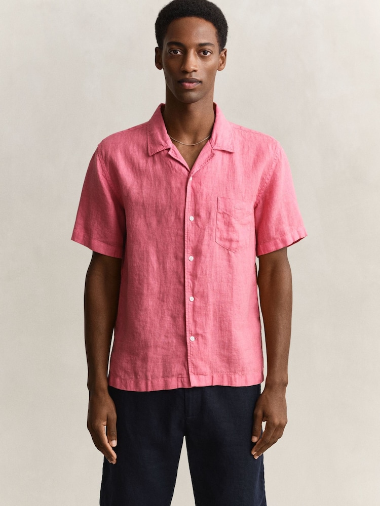 ピンク - GANT Garment Dyed Linen Pocket Shirt - 画像 1 / 6