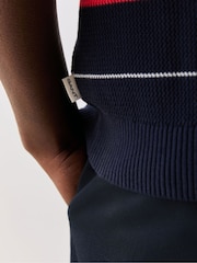 Albastru - GANT Stripe Textured Zip Neck Knit Polo Shirt - Imaginea 4 din 7