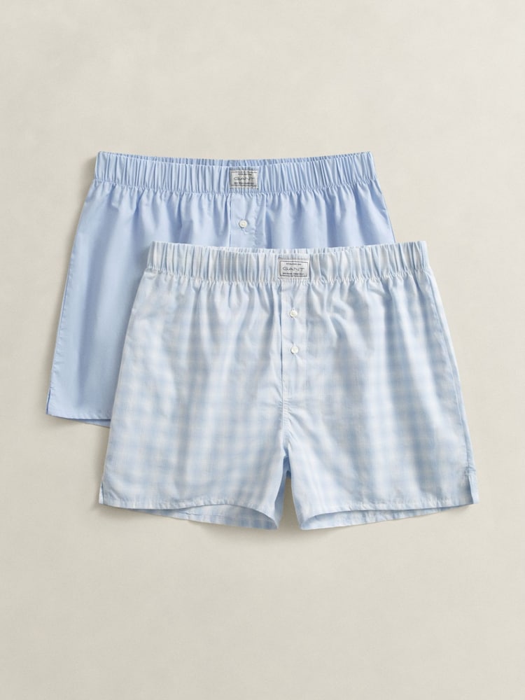 GANT Gingham Pattern Woven Cotton Boxer Shorts 2 Pack - Bild 1 von 4