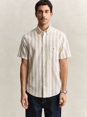 GANT Natural Cotton Linen Stripe Shirt - Image 1 of 5