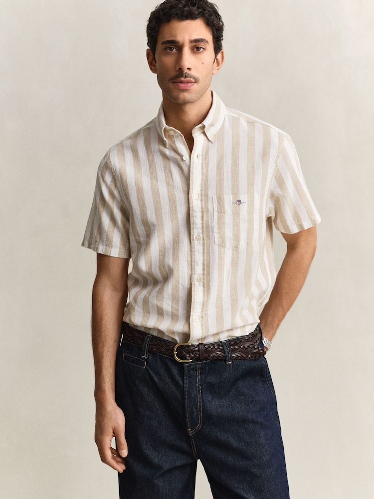GANT Natural Cotton Linen Stripe Shirt - Image 2 of 5