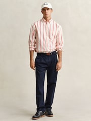 GANT Blue Pleated Twill Relaxed Chino Trousers - Image 3 of 6
