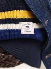 GANT Blue Striped Cotton Rib Knit Rugby Shirt - Image 5 of 5