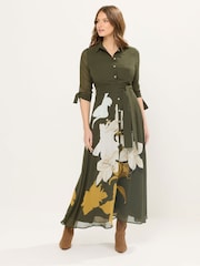 Star by Julien MacDonald Green Placement Printed Shirt Dress - Image 1 of 5