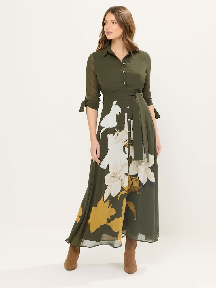 Star by Julien MacDonald Green Placement Printed Shirt Dress - Image 1 of 5