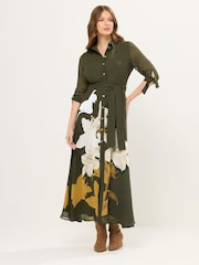 Star by Julien MacDonald Green Placement Printed Shirt Dress - Image 2 of 5