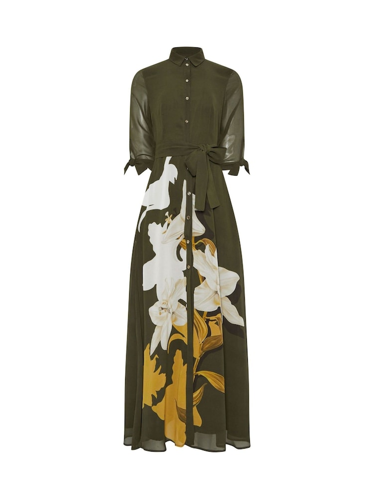 Star by Julien MacDonald Green Placement Printed Shirt Dress - Image 5 of 5