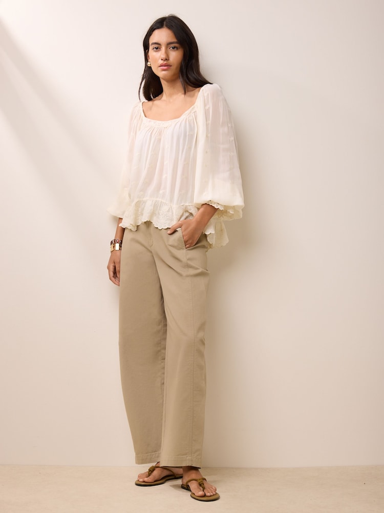 BHOEM Neutral Barrel Leg Cotton Trousers - Image 5 of 5