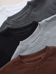Black/Grey/Brown/Charcoal/White Long Sleeve T-Shirts 5 Pack (3mths-7yrs) - Image 9 of 9