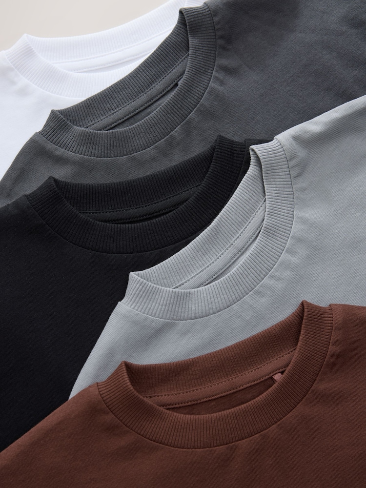 Black/Grey/Brown/Charcoal/White Long Sleeve T-Shirts 5 Pack (3mths-7yrs) - Image 9 of 9 Black/Grey/Brown/Charcoal/White Long Sleeve T-Shirts 5 Pack (3mths-7yrs) - Image 9 of 9
