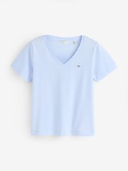 GANT Blue Shield Logo V-Neck T-Shirt - Image 1 of 1