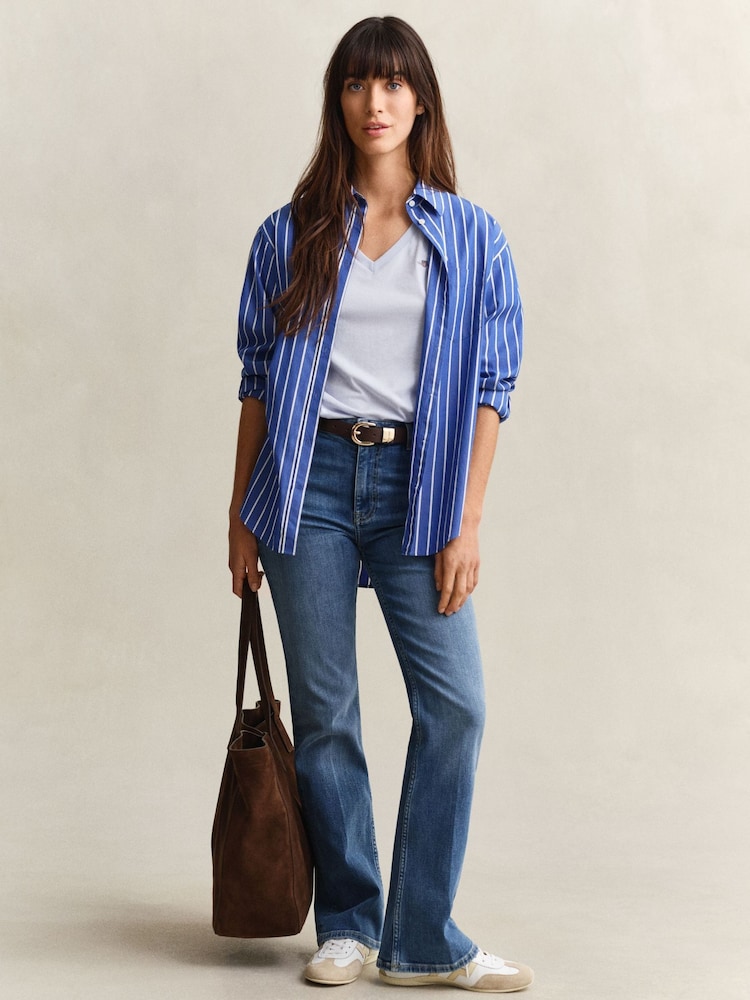 GANT Blue Shield Logo V-Neck T-Shirt - Image 2 of 5