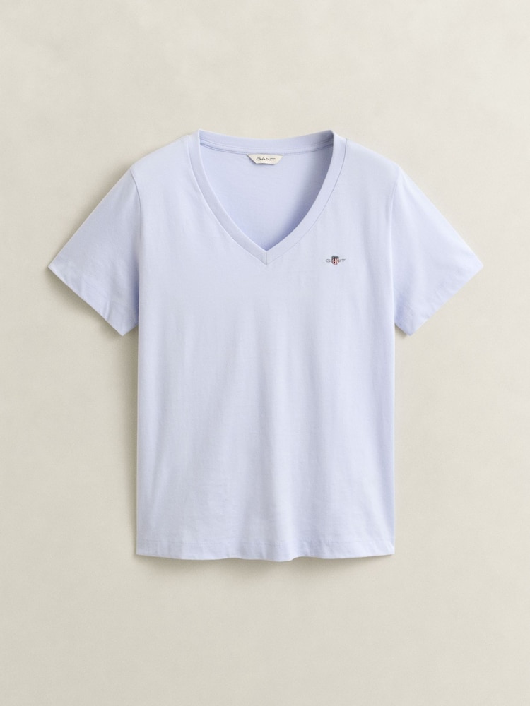 GANT Blue Shield Logo V-Neck T-Shirt - Image 5 of 5
