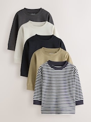 Raya lisa monocromática - Camisetas de manga larga 5 Pack (3meses -7años) - Imagen 1 de 13