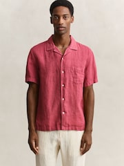 レッド - GANT Garment Dyed Linen Pocket Shirt - 画像 1 / 6