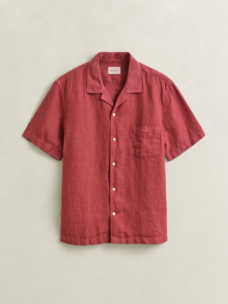 レッド - GANT Garment Dyed Linen Pocket Shirt - 画像 6 / 6