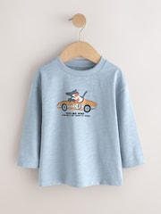 Blue/Neutral Dog Stripe - Zestaw 3 koszulek z długim rękawem i grafiką (3 mies. – 7 lat) - Obraz 2 z 7