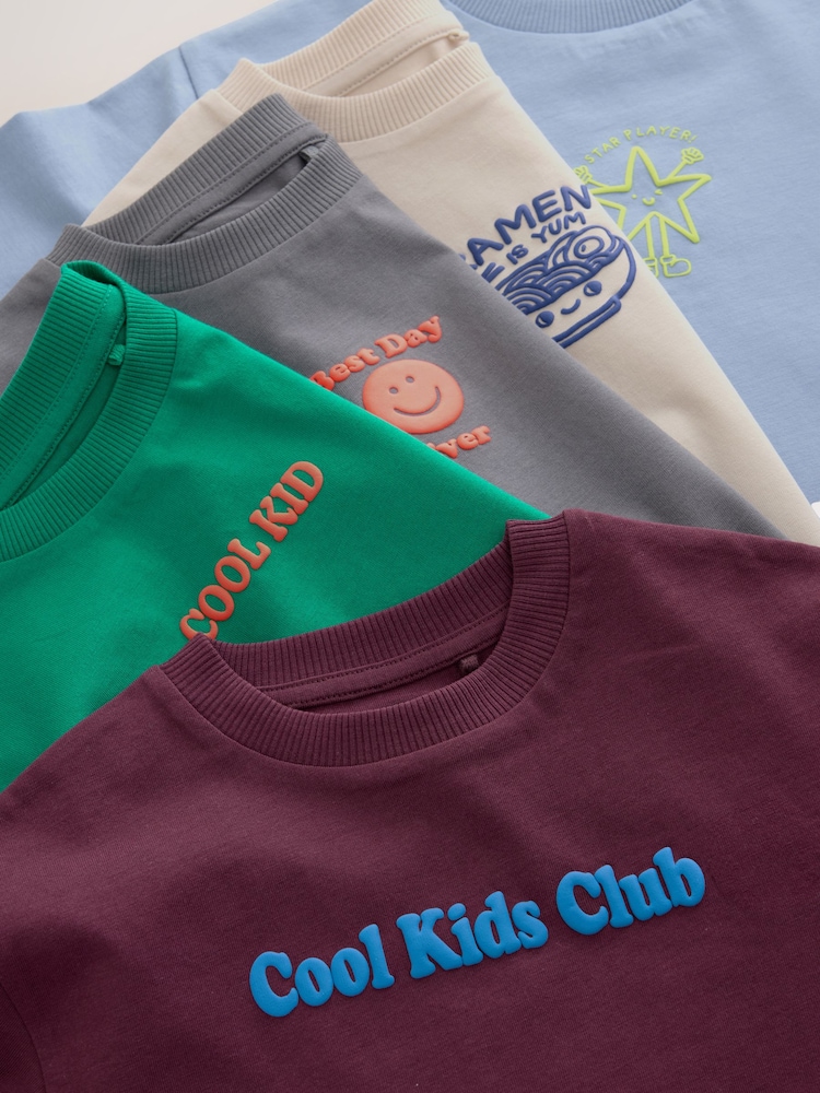 Multi Bright Fun Graphic Slogan Long Sleeve T-Shirts 5 Pack (3mths-7yrs) - Image 8 of 8 Multi Bright Fun Graphic Slogan Long Sleeve T-Shirts 5 Pack (3mths-7yrs) - Image 8 of 8