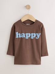 Mutli Blue / Berry / Green Happy Smile Slogan - 長袖圖案 T 裇 3 件裝（3 個月-7 歲） - 圖片 2/7
