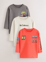 Red White Racing Car - 長袖圖案 T 裇 3 件裝（3 個月-7 歲） - 圖片 1/7