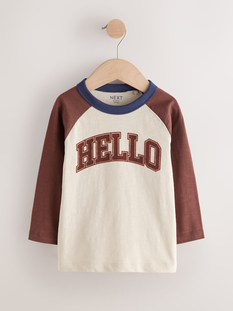 Red/Grey Varsity Long Sleeve Raglan T-Shirts 3 Pack (3mths-7yrs) - Image 2 of 7
