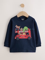 Navy/Red London Long Sleeve Applique T-Shirts 3 Pack (3mths-7yrs) - Image 3 of 7