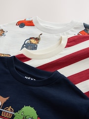 Navy/Red London Long Sleeve Applique T-Shirts 3 Pack (3mths-7yrs) - Image 6 of 7