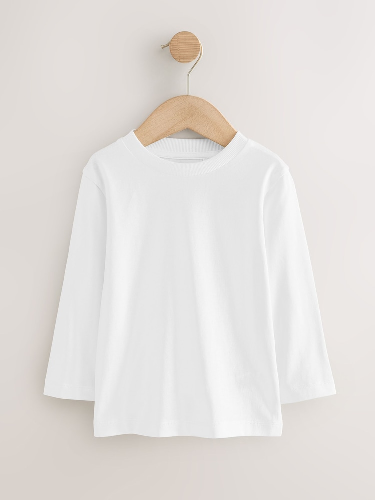 White Long Sleeve Plain T-Shirt (3mths-7yrs) - Image 1 of 4