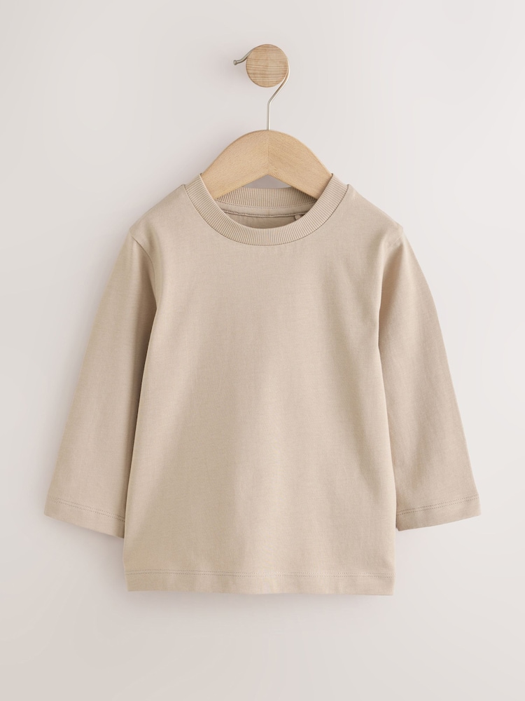 Neutral Long Sleeve Plain T-Shirt (3mths-7yrs) - Image 1 of 4