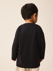 Black Happy Little Human Slogan Long Sleeve Small Graphic Printed T-Shirt (3mths-7yrs) - Image 4 of 4
