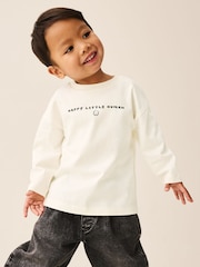 White Happy Little Human Slogan - Long Sleeve Small Graphic Printed T-Shirt (3mths-7yrs) - Bild 1 von 8