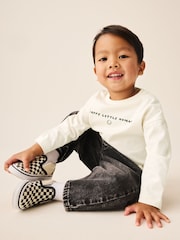 White Happy Little Human Slogan - Long Sleeve Small Graphic Printed T-Shirt (3mths-7yrs) - Bild 4 von 8
