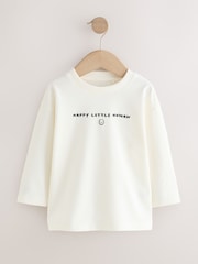 White Happy Little Human Slogan - Long Sleeve Small Graphic Printed T-Shirt (3mths-7yrs) - Bild 5 von 8
