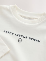 White Happy Little Human Slogan - Long Sleeve Small Graphic Printed T-Shirt (3mths-7yrs) - Bild 7 von 8