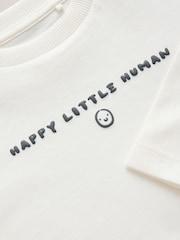 White Happy Little Human Slogan - Long Sleeve Small Graphic Printed T-Shirt (3mths-7yrs) - Bild 8 von 8