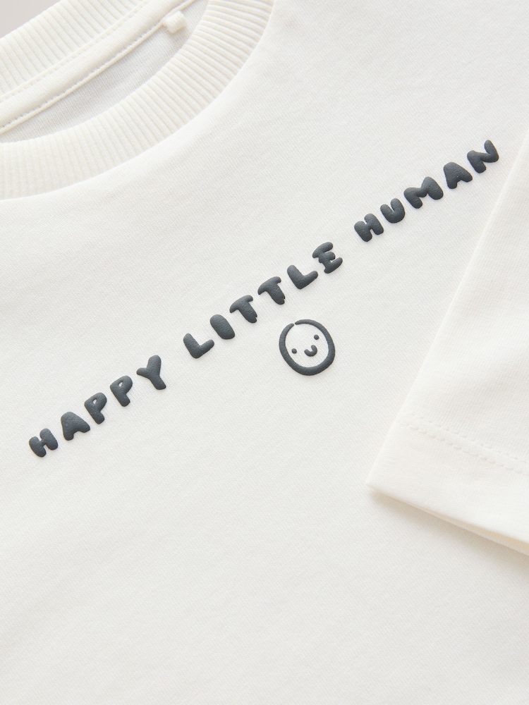 White Happy Little Human Slogan - Long Sleeve Small Graphic Printed T-Shirt (3mths-7yrs) - Bild 8 von 8