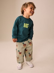 Green Daddys Best Buddy Slogan Long Sleeve Small Graphic Printed T-Shirt (3mths-7yrs) - Image 2 of 8