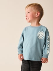 Mineral Blue Smile All Day Everyday Long Sleeve Back Graphic T-Shirt (3mths-7yrs) - Image 2 of 8
