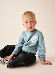 Mineral Blue Smile All Day Everyday Long Sleeve Back Graphic T-Shirt (3mths-7yrs) - Image 3 of 8