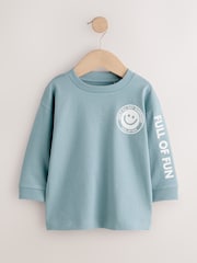 Mineral Blue Smile All Day Everyday Long Sleeve Back Graphic T-Shirt (3mths-7yrs) - Image 4 of 8