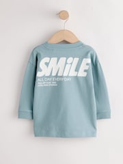 Mineral Blue Smile All Day Everyday Long Sleeve Back Graphic T-Shirt (3mths-7yrs) - Image 5 of 8
