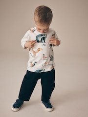 Cream/White Woodland Aminals - Long Sleeve All Over Print T-Shirt (3mths-7yrs) - Bild 2 von 8
