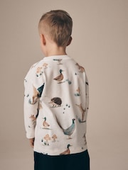 Cream/White Woodland Aminals - Long Sleeve All Over Print T-Shirt (3mths-7yrs) - Bild 3 von 8