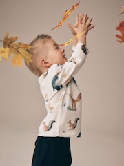 Cream/White Woodland Aminals - Long Sleeve All Over Print T-Shirt (3mths-7yrs) - Bild 4 von 8