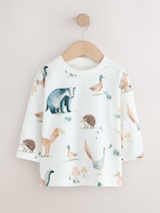 Cream/White Woodland Aminals - Long Sleeve All Over Print T-Shirt (3mths-7yrs) - Bild 5 von 8
