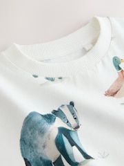 Cream/White Woodland Aminals - Long Sleeve All Over Print T-Shirt (3mths-7yrs) - Bild 7 von 8