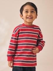 Red/White Textured Long Sleeve Stripe T-Shirt (3mths-7yrs) - Image 1 of 8